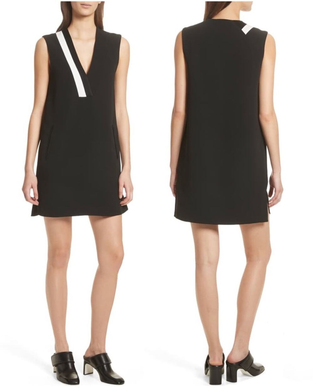 Rag & Bone Black Lodwick V-Neck Mini Mod Shift Dress Size 6 Short